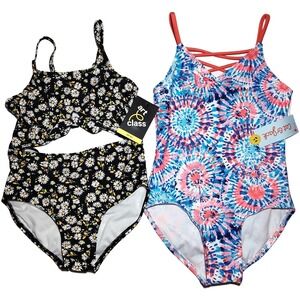 Cat & Jack Art Class Girls Sz 8 Swimsuit Lot 1pc Daisy Flowers Tie Dye Swim NWT